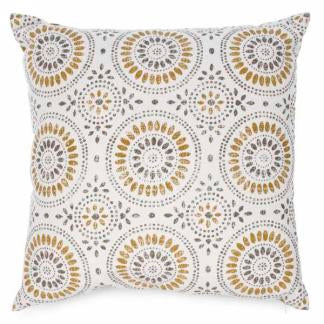 Coussin jaune avec cercles