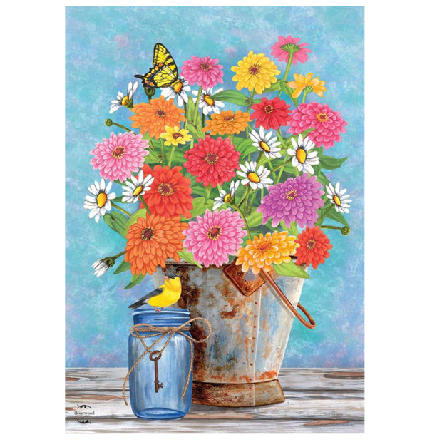 Drapeau sceau de fleurs colorées