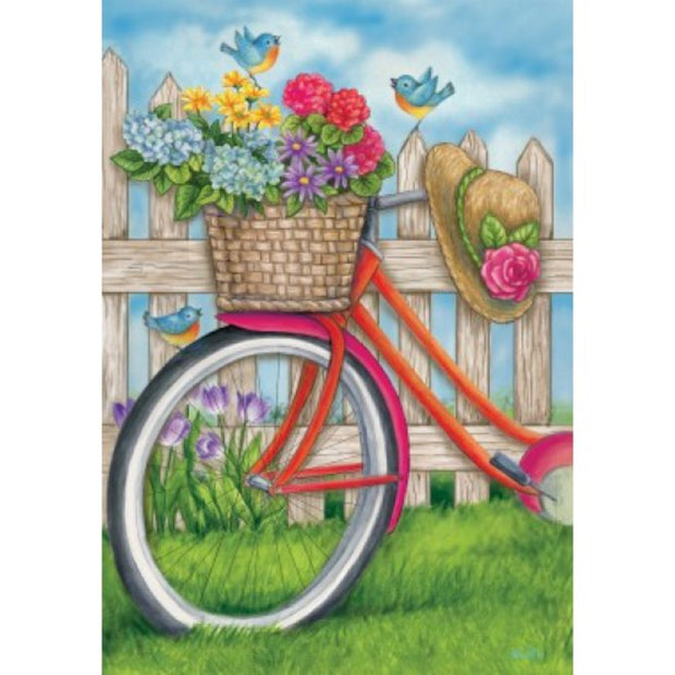 Drapeau vélo et panier de fleurs