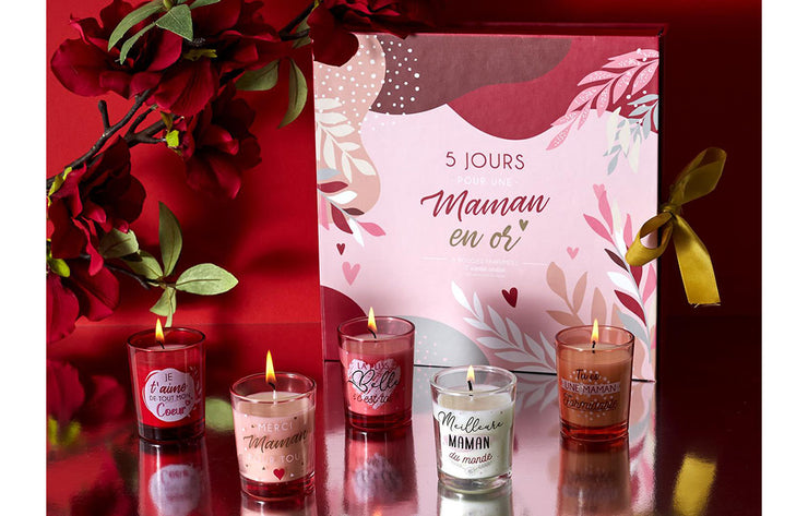 Coffret de 5 bougies Maman En Or