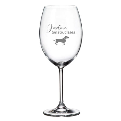 Verre de vin J'adore les Saucisses