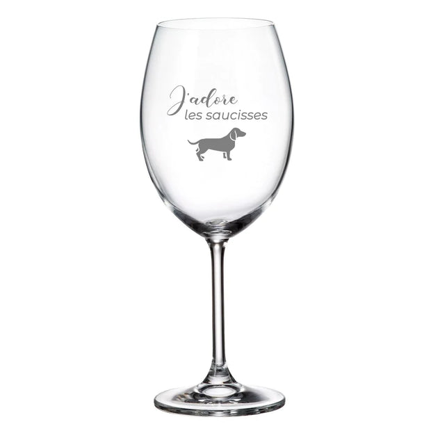 Verre de vin J'adore les Saucisses