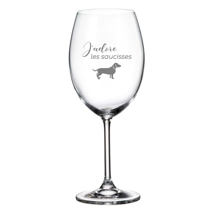 Verre de vin J'adore les Saucisses