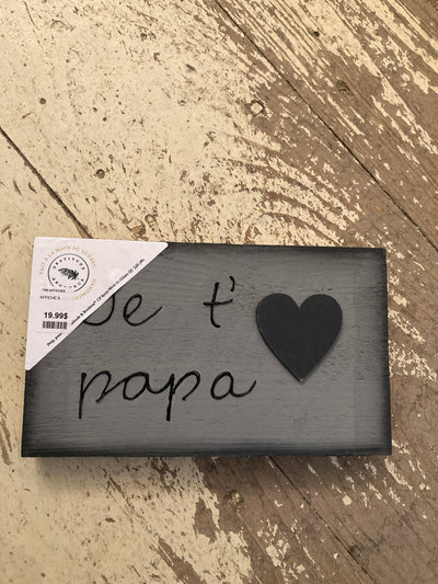 Affiche en bois Je t'aime Papa