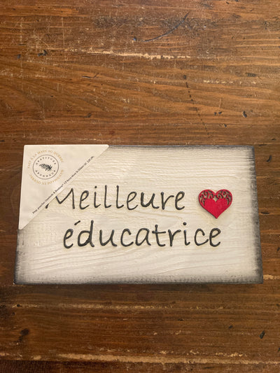 Affiche en bois Meilleure Éducatrice