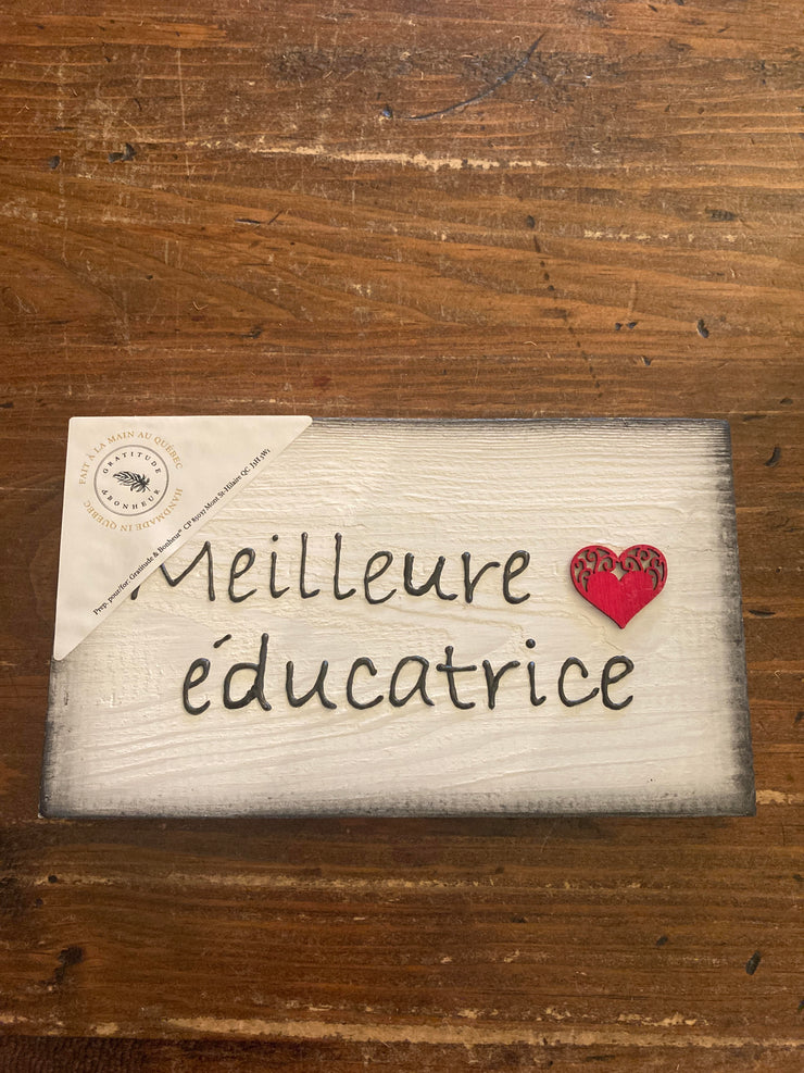 Affiche en bois Meilleure Éducatrice
