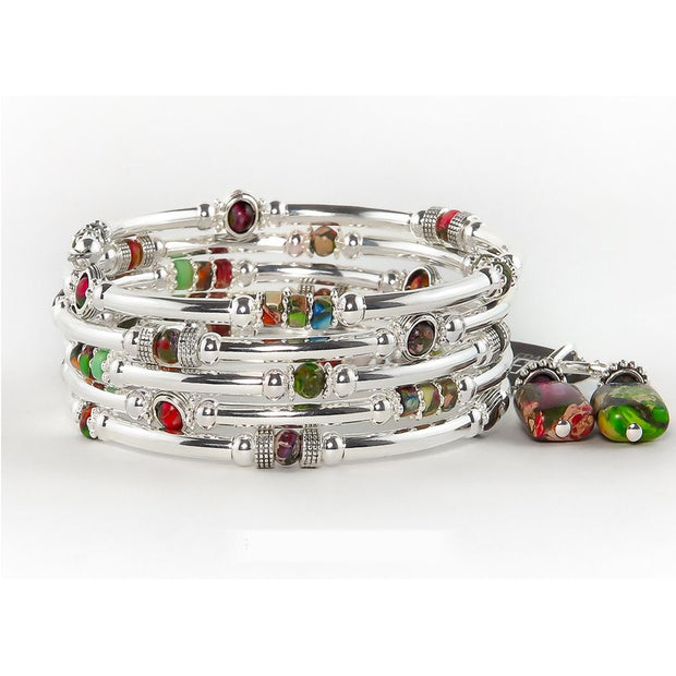 Ensemble bracelet serpentin petites pierres Marie-France Carrière