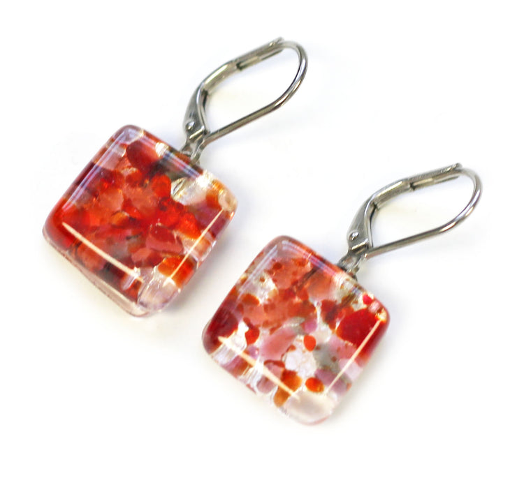 Boucle D'Oreilles Créart Motifs Orange et Rouge