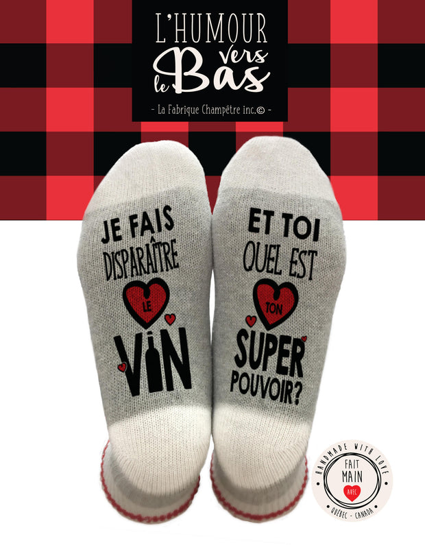 Bas Je fais disparaître le vin, et toi quel est ton super pouvoir?